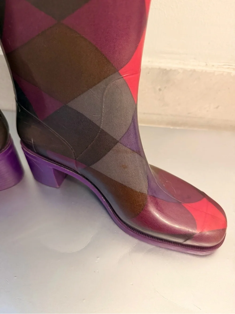 Emilio Pucci Purple Patterned Knee-High Rain Boots EU37 6.5-7 US